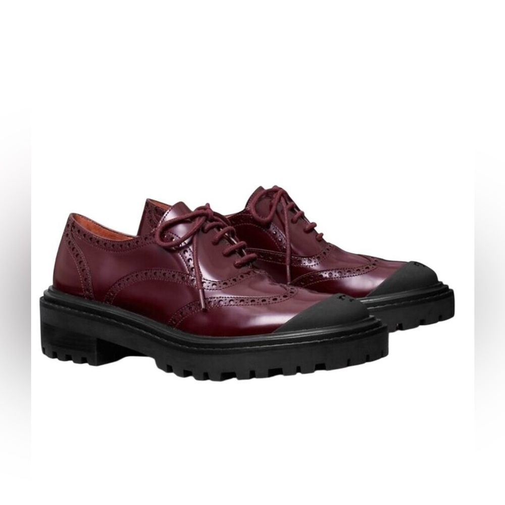 TORY BURCH Women Burgundy and Black Oxford Shoes